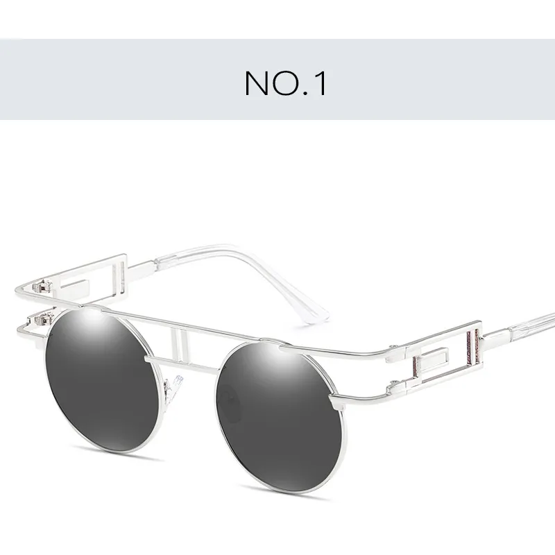デザイナーレトロヴィンテージサングラスメンズラウンドメタルサングラス UV400 スチームパンク人格レディースファッションサングラス