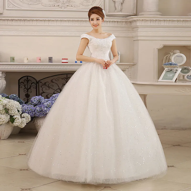 Pas cher personnalisé nouvelle arrivée Style coréen princesse dentelle col en v robe de mariée Vintage robe de mariée vestido de noiva Appliques