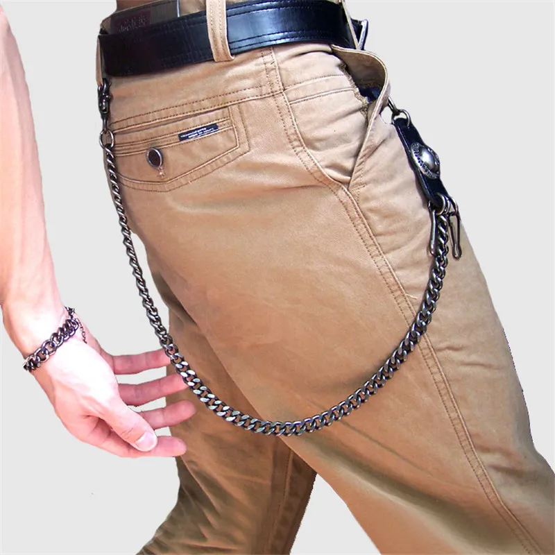 DHgate.com:Mens Black Leather Long Wallet Chain, Chunky