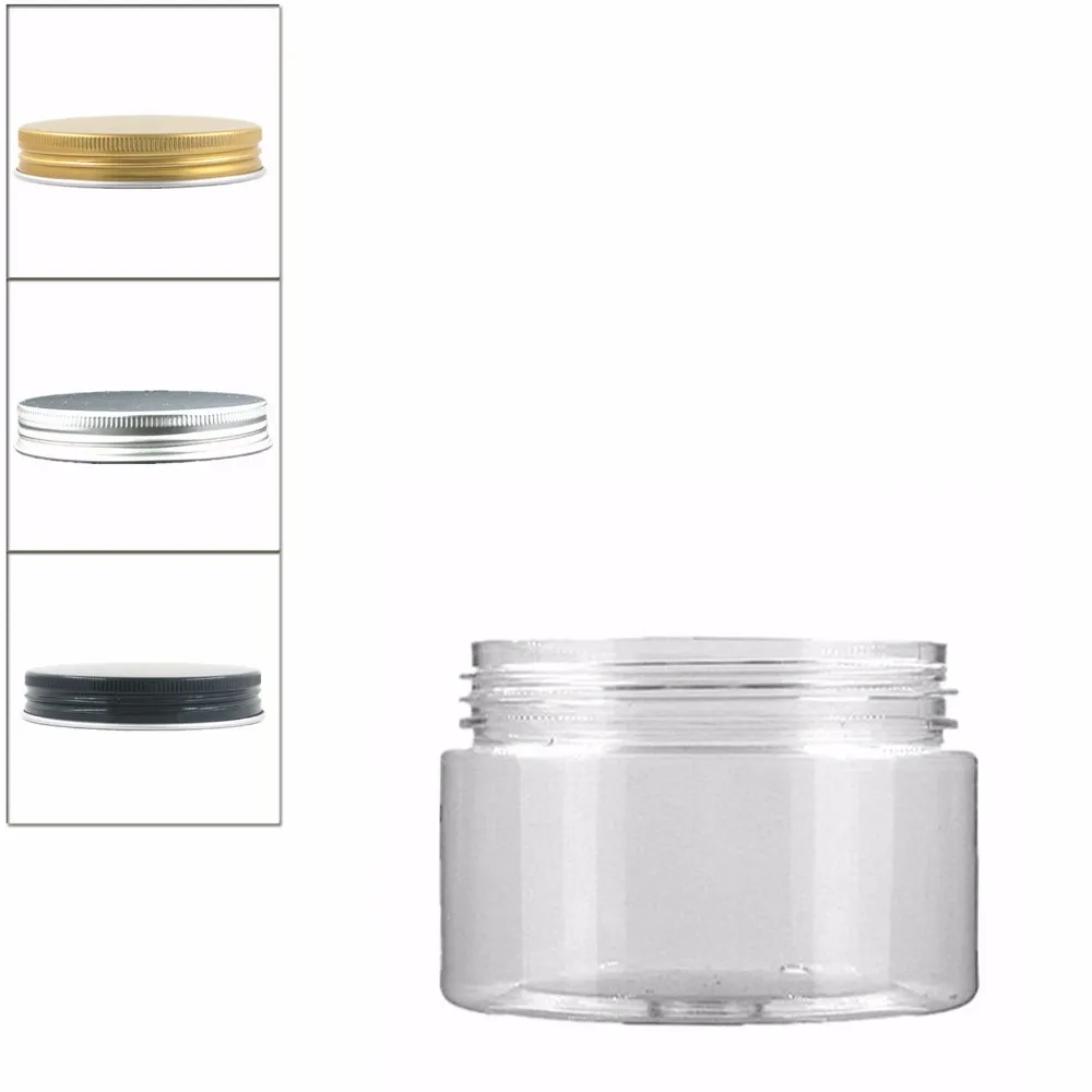 wholesale 18pcs/lot 100ml clear pet jar with aluminum lid ,plastic jar,Cosmetic Jar,plastic container,bottle