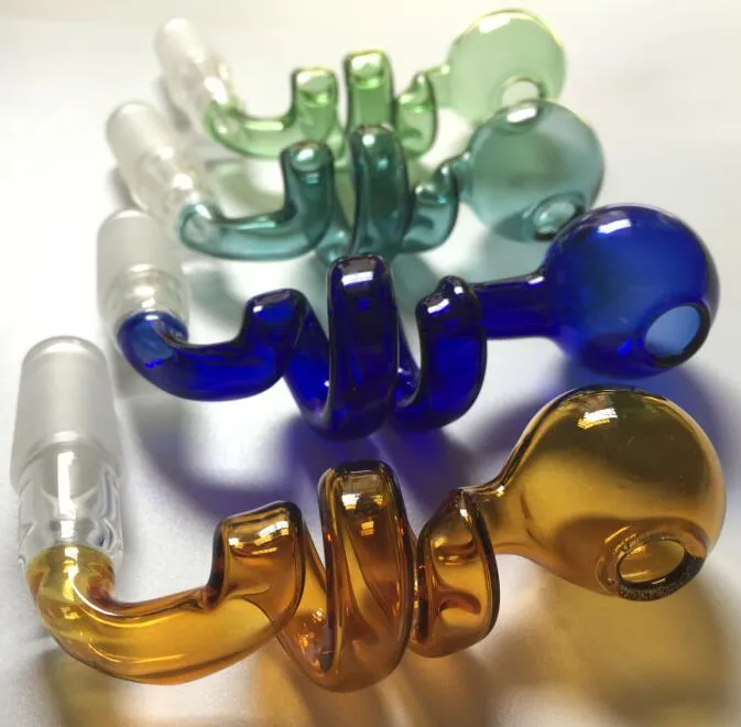 Newest Curved Pyrex Glass Oil Burner Pipe Glass Bowl Bucket Glass Smoking Pipe 14mm Male Joint for Dab Rigs Water Bong