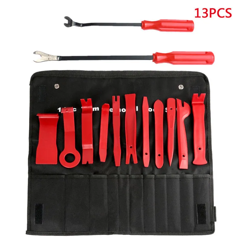 13 unids/set Kits de mantenimiento de Audio para coche juego de herramientas de extracción de embellecedores automáticos con removedores de sujetadores Kit de herramientas de reparación de Panel de puerta de nailon resistente