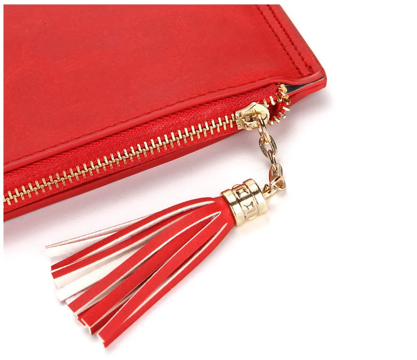 Women's Bifold PU Leather Multi Card Holder Wallet With Cosmetic Mirror and Tassel Zipper Pocket Phone Clutch Wallet Perfect for Gift