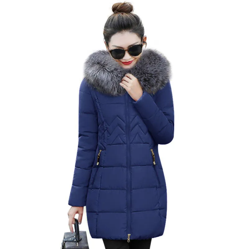 ビッグファー2018新しいパーカー女性女性冬のコート厚い綿の冬のジャケットレディースアウトウェアのための冬のダウンジャケットd1891803