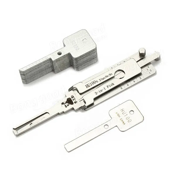 Original Lishi Lock Pick Tool 2 In 1 Car Door Lock Pick Decoder HU100