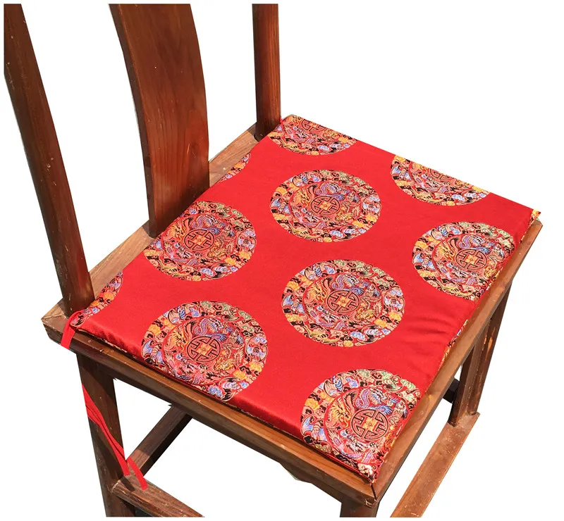 High End Happy Fancy Chinese Seat Cushion for Office Home Chair Decorative Cushions Classic Silk Brocade Round-backed Armchair Cushion Seat