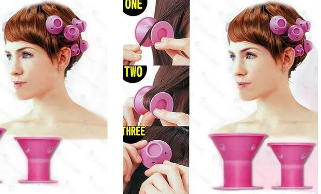 2018 Silikon Curlers 10st / set frisyr mjukt hårvård DIY PECO Roll Hårstil Roller Curler Salong Soft Silicone Pink Färg Hårrulle