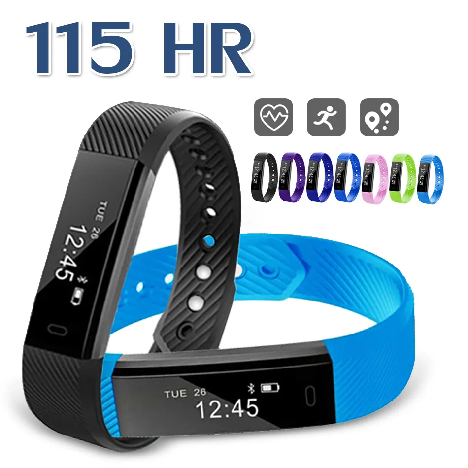 ID115 HR Smart Bracelet Smart Wristband Step Counter Fitness Tracker
