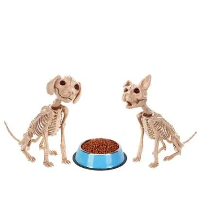 Moquerry Skeleton Dog Puppy Cat Kitty Animal Bones for Horror Halloween Party Bar Home Decor Decoration Accessories Decoration