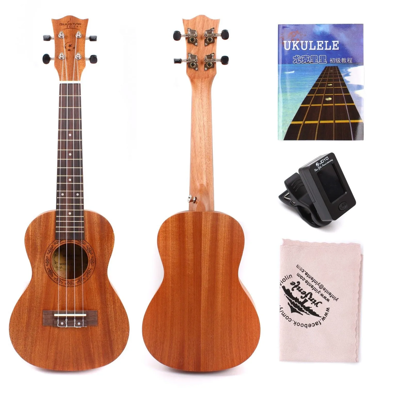 PRO 23 Inch Classic Ukulele 18 Brass Frets Hawaiian Guitar with Ukulele Lesson