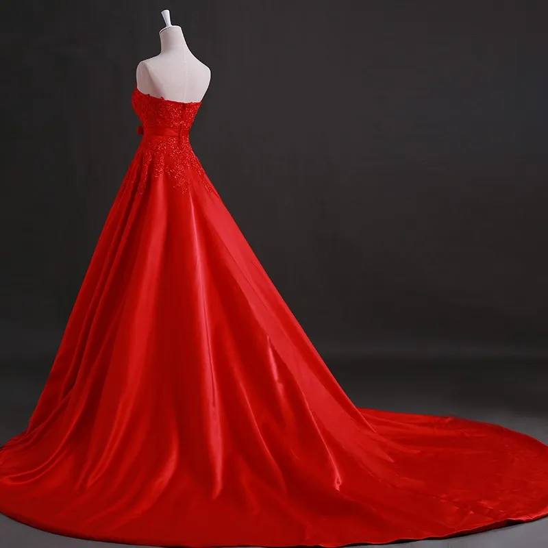 Gloednieuwe Trouwjurken met Applicaties Elegante Prinses Formele Jurk Prachtige Strapless Wit / Ivory / Red A-Line Bruidsjurk