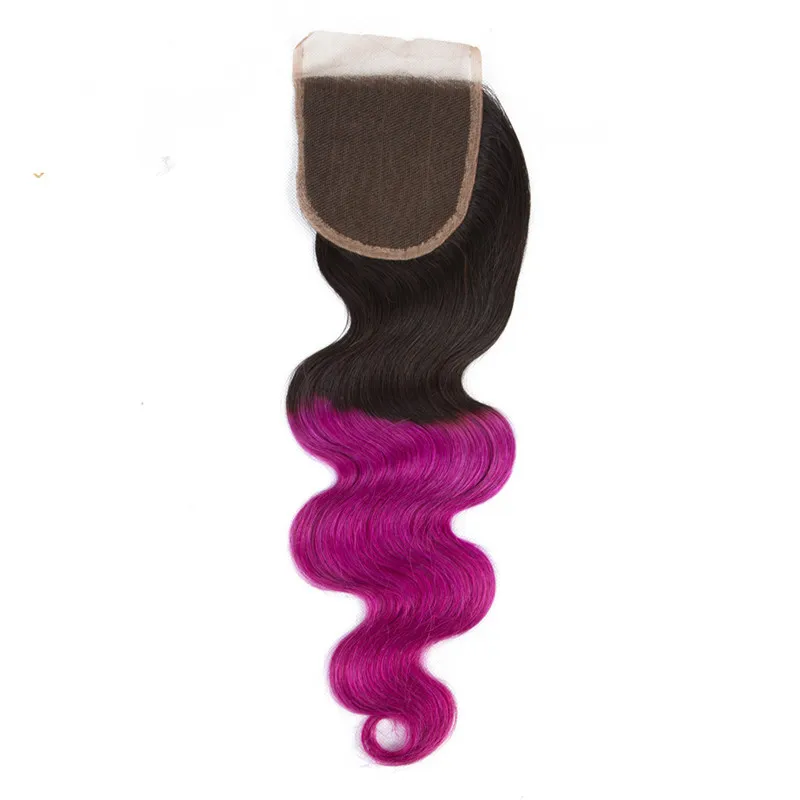 Virgin Brazilian 1BPurple Ombre Human Hair Weave Bundles with Closure Purple Ombre Human Hair 3 Bundle Deals with Lace Closure 42605716