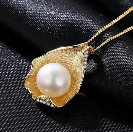 LYNNON Gold Sunflower Pearl Jewelry Set For Women - 10MM Pendant Necklace & 8MM Earrings - View #7