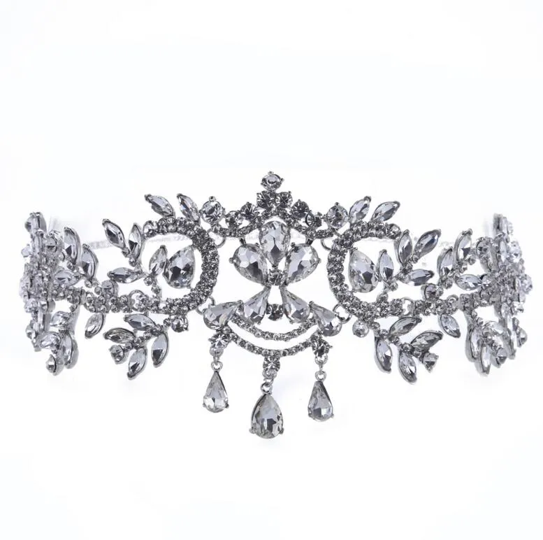 Crystals Flexal Wedding Crystal Bridal Kryształ Rhinestone Pearl Zroszony Akcesoria Do Włosów Pałąk Opaska Korona Tiara Wstążka Headpiece Biżuteria