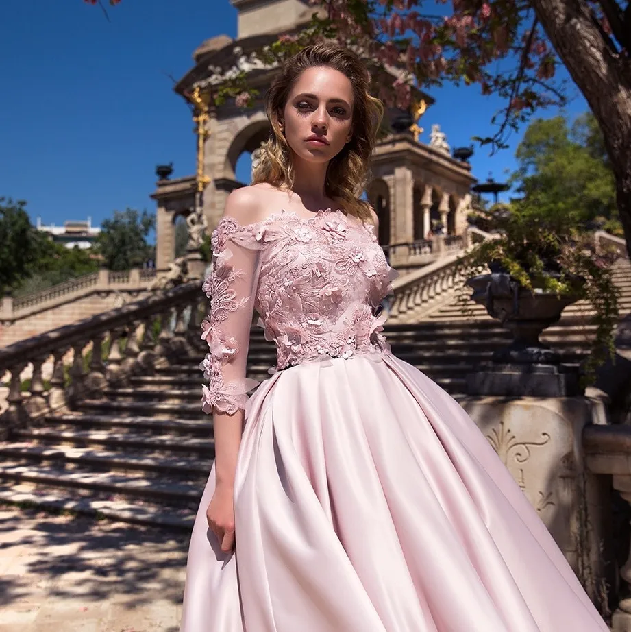 Élégante robe de soirée rose pâle avec chemisier appliqué nouvelle arrivée chérie satin cheville longueur robe de cocktail belle robe de bal tenue de soirée