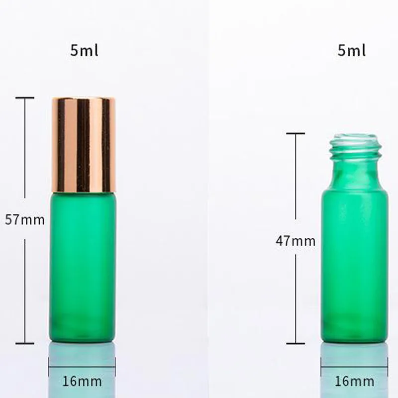 5ML متجمد ملون زجاجة رون للزيوت الأساسية الفولاذ المقاوم للصدأ الرول إعادة الملء زجاجة عطر حاويات مزيل العرق مع غطاء أسود