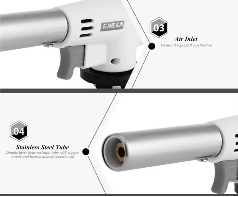 1350c Refillerbar Butane Gas Portable Torch Vindtät Jet Flame Lättare Multy Bong Kök Kulinarisk Gas Torch