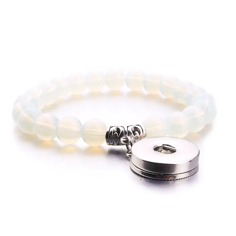 8mm Black Lava Stone Beads Turquoise 18mm Snap Button Bracelet DIY Essential Oil Diffuser Bracelet for women men
