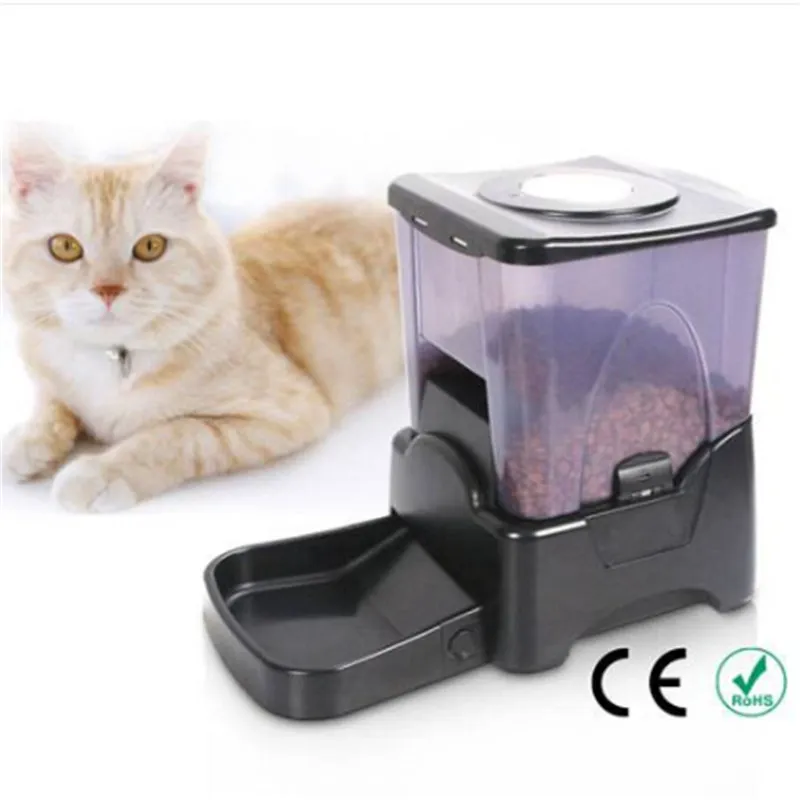 En gros !!! PF-10A Haute Capacité Portion Contrôle Automatique Pet Feeder Distributeur De Nourriture Noir Automatique Mangeoires Abreuvoirs