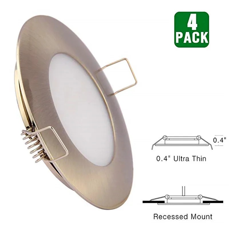 Dimmable LED Mini Brass Led Downlights Set 4 Pack Low Profile Spring