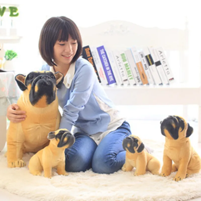 Dorimytrader Simulation Animal Pug Dog Plush Toy Soft Stuffed Cute Animal Dog Doll for Children Gift 28inch 70cm DY609651661207