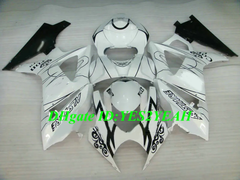 Custom Motorcycle Fairing Kit voor Suzuki GSXR1000 K7 07 08 GSXR 1000 2007 2008 ABS Plastic White Black Backings Set + Gifts SX09