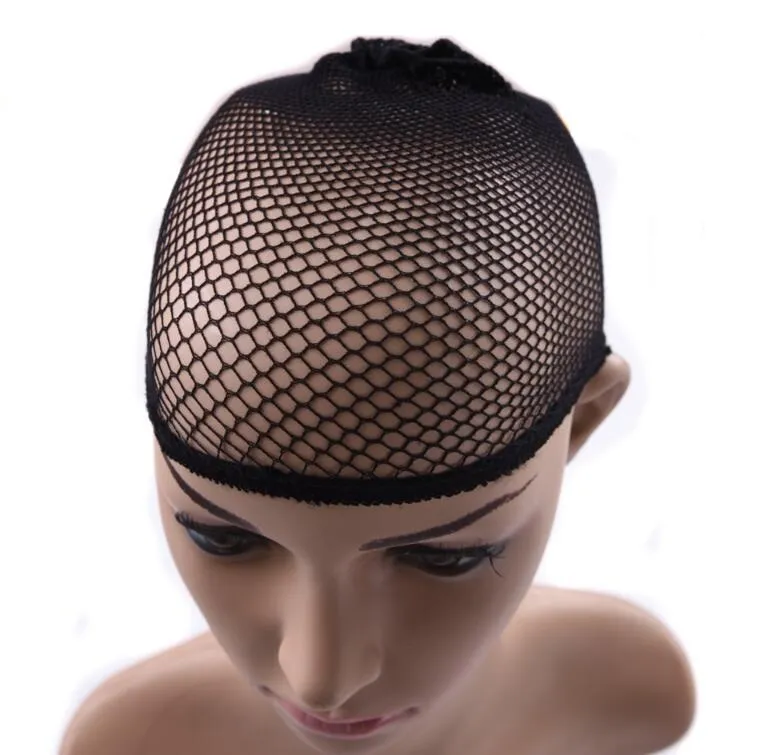 Invisible High Stretch Elastic Fishnet Hair Net Wigs Cap för snood mesh hårvävande nylon vanligt litet paket8406184