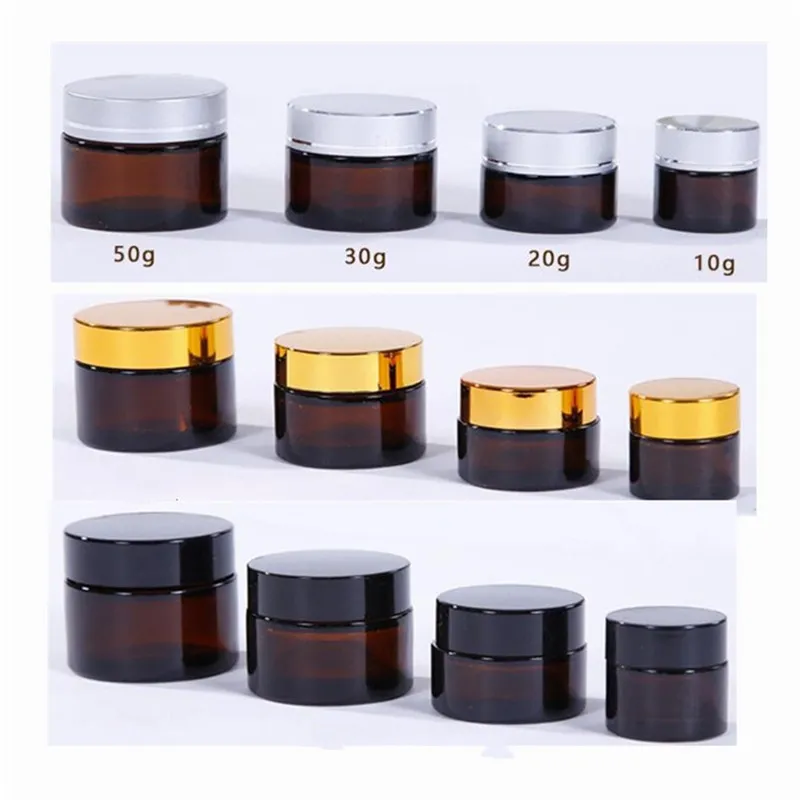 Gjinxi Pots En Verre Ambré 100ml - Lot De 2 Avec Couvercles Noirs - Pour Crèmes, Lotions DIY - Étanches Et Protège UV