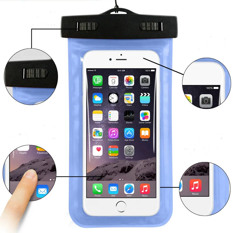 Wholesale Universal IPX8 Waterproof Phone Case For Samsung S8 S6 S7 Edge J5 Phone bag Dry Bag Pouch Clip For All Up Clear Waterproof Bag