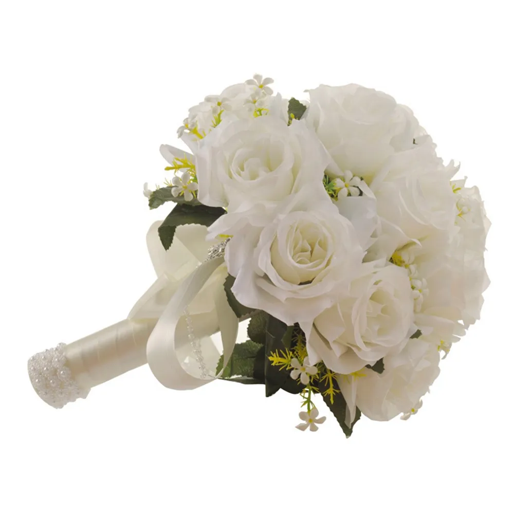 2018 Nouveaux bouquets de mariée de mariage avec des fleurs faites à la main Peals Cristal Strass Rose Fournitures de mariage Mariée tenant la broche Bouq2739