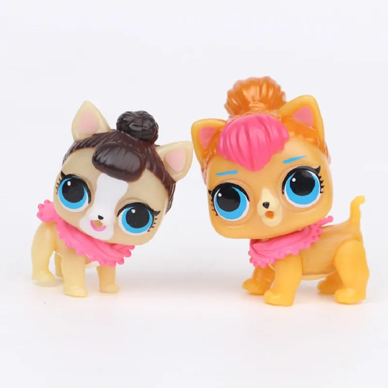 6 pçs / set Dos Desenhos Animados Cão de Estimação PVC Action Figure Toy Desembalar lol Boneca Brinquedos Crianças Brinquedos Educativos Bonitos Meninas Presentes de Natal de Aniversário