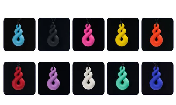 Silicone Eight Shape Teether Food Grade Silicone Teething Pendant Necklace Baby Chewing Bead Safe Teether Toy Sensory Necklace