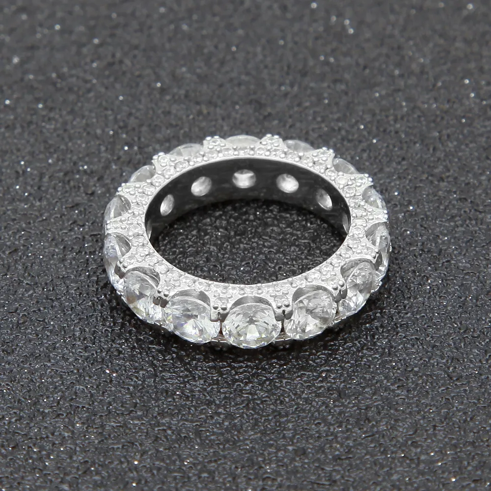 NEW Zirconia Cuban 1Row Circle Ring Micro Pave CZ Copper Jewelry Gold And Silver Tennis Rings