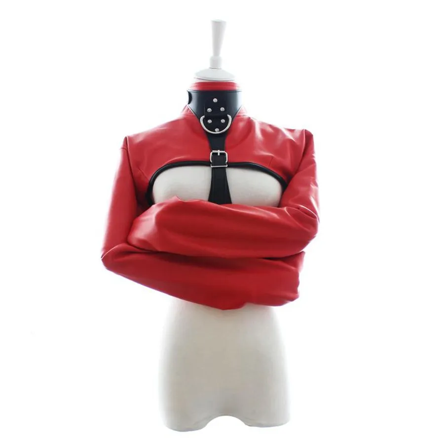 Fetiche bdsm couro do plutônio straitjacket feminino cupless estreito jaqueta women039s bondage restrição adultos brinquedos sexuais para mulher cosplay8833407