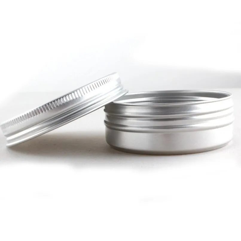 Lege zilveren aluminium potten 60ml navulbare metalen tin 2 oz cosmetische containers ambachten LX1245