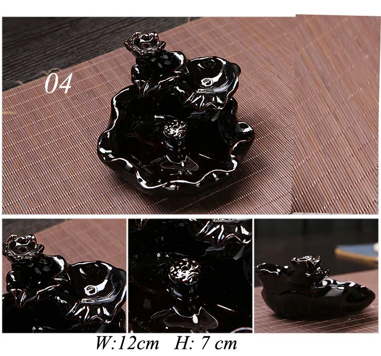 Dingsheng Porcelain Black Glaze Incenso Cerâmica queimador Monk Stick Stick Backflow Incense Burner Decoração Buddhist Home Aromathe6581176