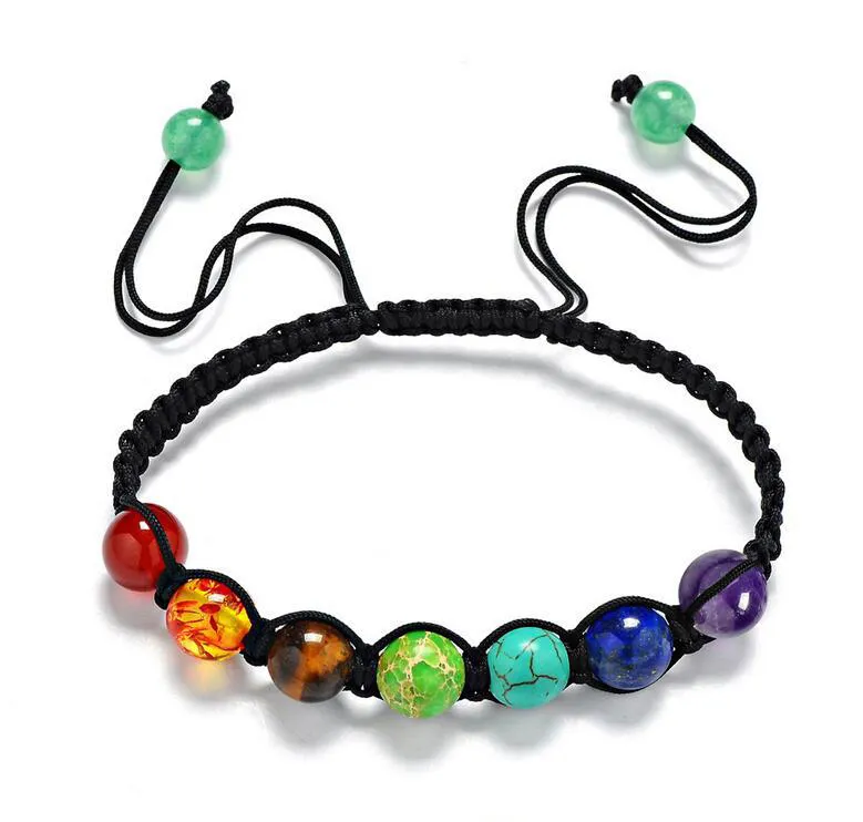 7 Chakra Bransoletki Dla Mężczyzn Kobiety Rhinestone Reiki Modlitewne Kamienie Healing Balance Koraliki Bransoletka Ręcznie tkane Koraliki 8mm