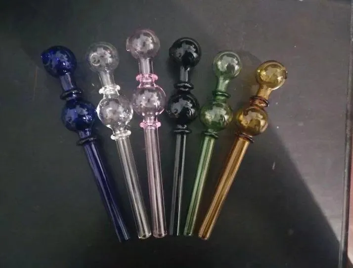 Color 2 wheel large bubble glass straight smoke pot Wholesale Glass bongs Oil Burner Glass Water Pipes Oil Rigs Smoking 