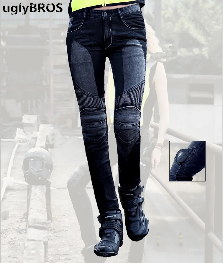 Womens Black Mesh Tight Top Pencil Jeans Motorcycle Moto Protector Pants  From Pubao, $87.72