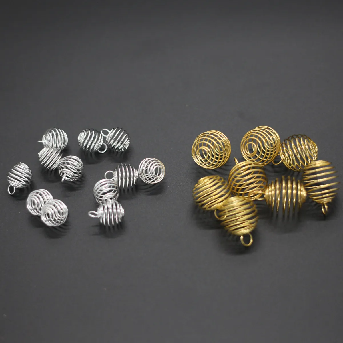 Cages de perles en spirale argentées Cages Charmnes Pendentifs Constatations 9x13mm Bijoux Fabrication DIY