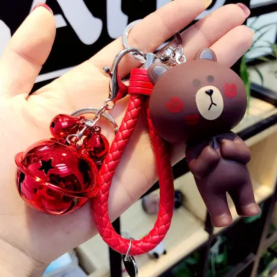 South Korea's brown bear key rings cute and creative girl bag car pendant couples key chain hanging jewelry gift.