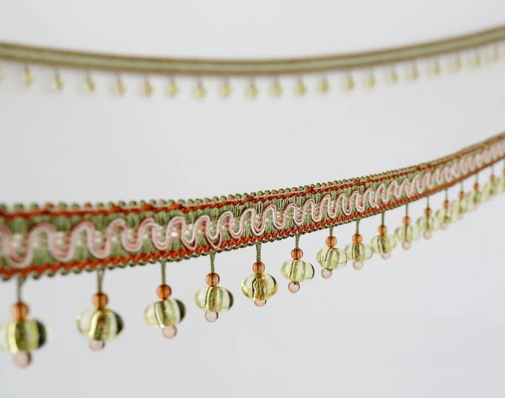 Design-3 12Meter Bead Nappa Pendente Hanging Lace Trim Ribbon tende da finestra Wedding Party Decorare cucito fai da te