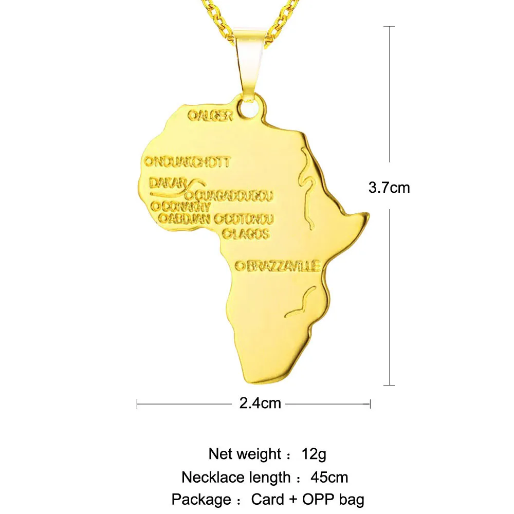 24 K Altın Kaplama Kolye Hip Hop Erkekler Ve Kadınlar Için Afrika Harita Kolye Kolye Düğün Takı Sıcak