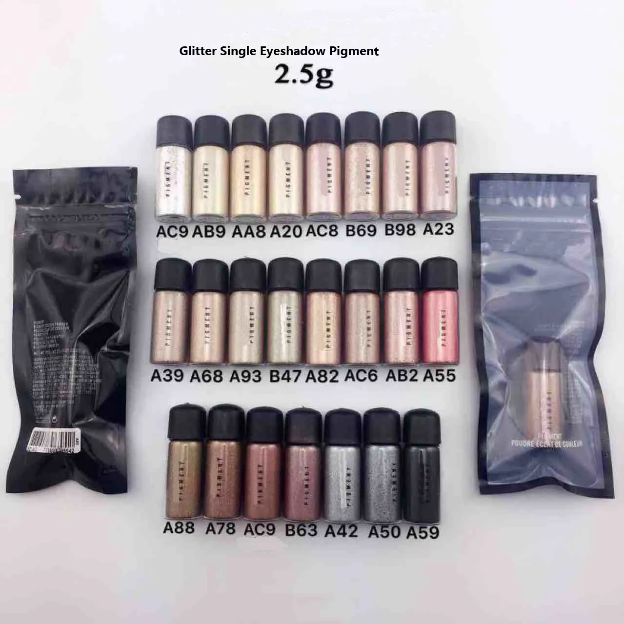 Oogschaduw pigmenten losse oogschaduw poeder 2,5 g mini reizen maat 23 kleuren verzegelde verpakking waterdicht lang dragen glitter ogen markeren schaduw gloed make-up