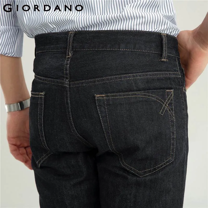 Giordano Men Jeans Denim Jeans Elastic Mid Rise Narrow Feet Quality Cotton Denim Jeans Pantalones Whiskering Denim Clothing S913