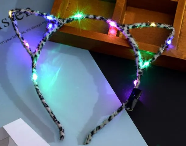 LED Light Up Cat Ear Headband Party Glowing Supplies Women Girl Flashing Hair band football fan concet fans cheer props gifts7621907