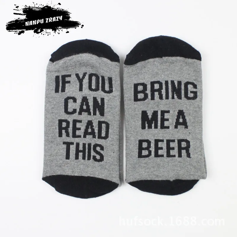 Lustige Komprimierung Wenn Sie dies lesen können, bringen Sie mir ein Glas Weinbierbrief gedruckter Mode -Baumwollsocken weiblich warmes Weihnachts -Socken4272046