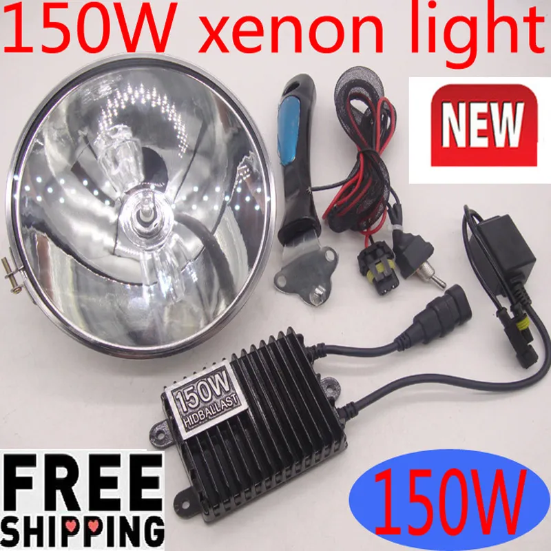 NEW High Power 150W HID Xenon Headlight HandHeld 18CM Spotlight Driving Lights Hunting Camping Headlamp Lamp Bulbs Force