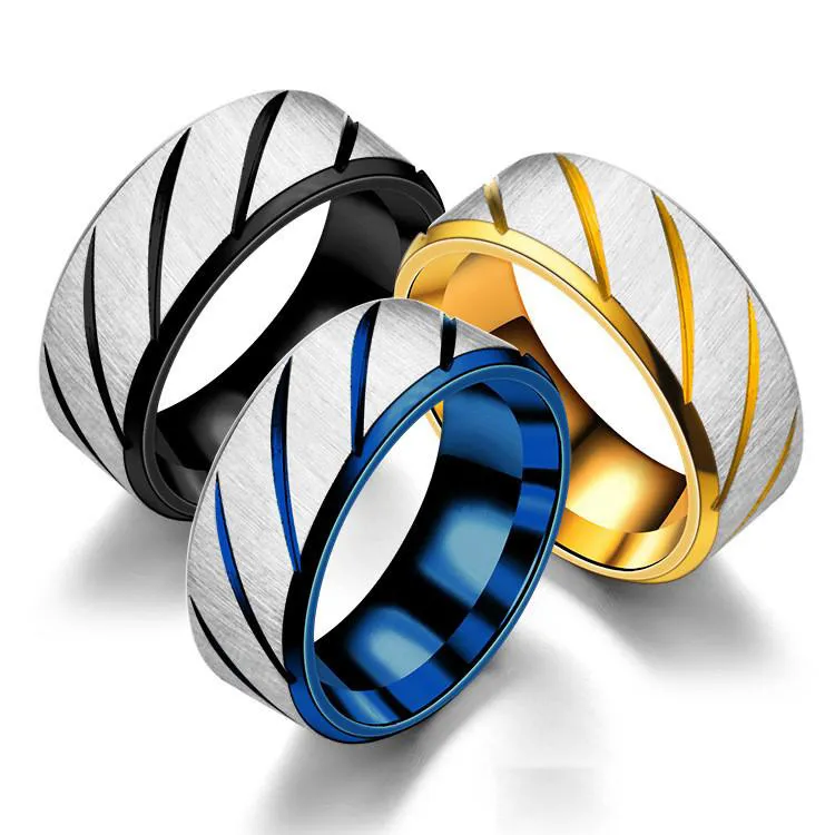 Fashion Mens Ring Stainless Steel Jewelry 4 Colors Stainless Steel Simple Twill Rings New Arrival Mens Rings