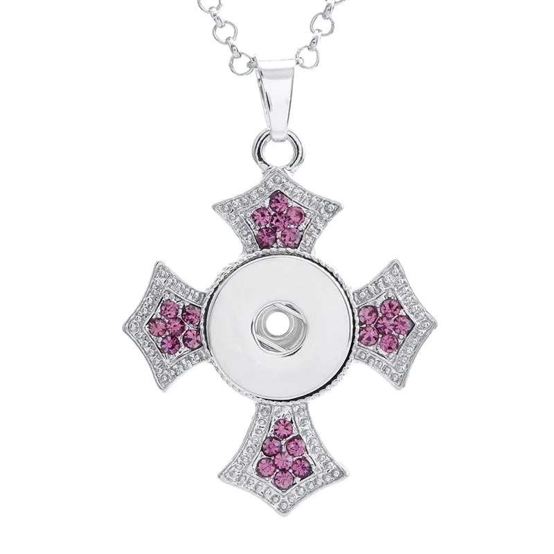 NOOSA Cross Necklace Ginger Snap Jewelry Button Pendants Interchangeable Jewerly with Stainless Steel Chain NN-037